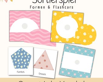 Sortierspiel Formen lernen Montessori |  Geometrische Formen Flashcards | Muster Bildkarten | Legespiel Kindergarten Kita Kleinkind | PDF