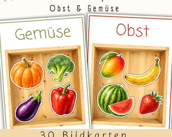 Fruit & Vegetable Sorting Game | Montessori Activity Tray for Children | Kindergarten, Daycare, Preschool | PDF Print DIY Game