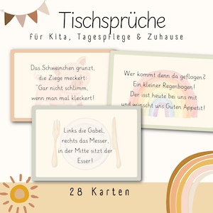 Tischsprüche Kindergarten & Tagespflege | Mahlzeiten Rituale Kartenset |Montessori Material Kita | PDF Deutsch