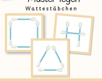 Wattestäbchen Muster legen | Konzentration & Feinmotorik | Frühförderung Kindergarten Kita Vorschule | Montessori Material | PDF