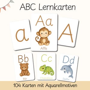 ABC Karten Tiere | Alphabet Lernkarten Montessori | Bildkarten Buchstaben lernen | Vorschule Kita |Frühförderung Sprachförderung Morgenkreis