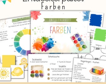 Entdeckerpaket Farben | Projektmappe Farben Kita| Bildkarten Farben, Sortierspiel, Basteln| Montessori Material Vorschule | PDF