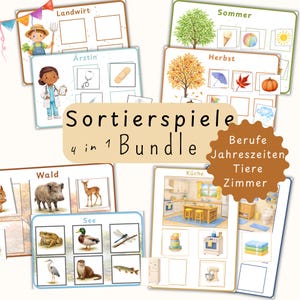 Sorting Game BUNDLE | Montessori Puzzle Game: Professions, Seasons, Animals, Home | Educational Toy for Daycare and Kindergarten | Teacher Material PDF Print
