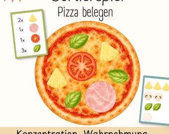 Sortierspiel Pizza belegen | Legespiel Zahlen & Mengen | Wahrnehmung, Sprachförderung, Konzentration| Kindergarten Material Montessori | PDF