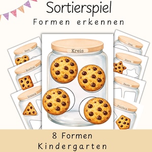 Juego de clasificación de formas geométricas Montessori | Juego de aprendizaje en PDF | Juego de emparejamiento de tarjetas con imágenes | Actividad para bebés y niños pequeños (alemán)