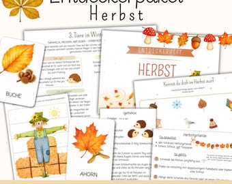 Entdeckerpaket Herbst| Material Arbeitsblätter Montessori| Natur, Tiere, Basteln Kinder| Projektmappe Herbst Kindergarten Vorschule  | PDF