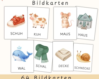 Kartenset Reime & Reimpaare | Reimwörter üben Bildkarten | Sprachförderung Kita Kindergarten Vorschule | PDF druckbar