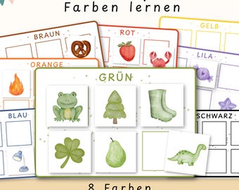 Color Learning Sorting Game | Montessori Learning Game Matching Game PDF | Watercolor Picture Cards | Activity for Daycare, Kindergarten, and Toddlers