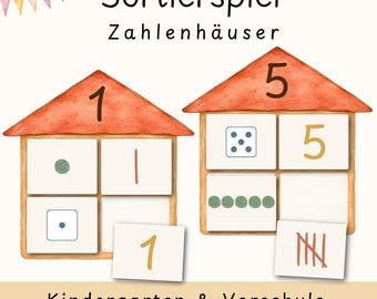 Rompecabezas de casas numéricas del 1 al 10 | Aprendizaje de números Montessori | Juego de clasificación para guarderías, jardines de infancia y preescolares | Materiales educativos | Descarga en PDF