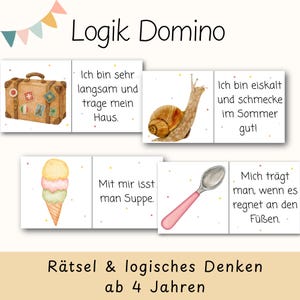 Domino Puzzles & Logic | Sorting Game Montessori Materials | Picture Cards Language Development Kindergarten Preschool | Digital PDF