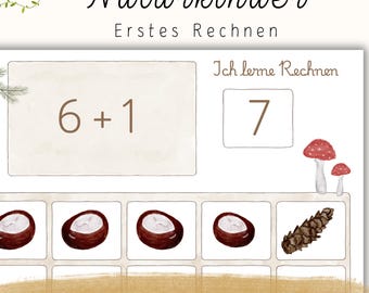 Lernspiel Erstes Rechen | Mengen & Zahlen lernen | Kindergarten, Vorschule, Grundschule | Montessori Waldorf Material | Naturkinder | PDF