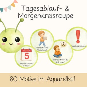 Morgenkreis & Tagesablauf Raupe | Bildkarten Kita | Visualisierung Tagesablauf Kindergarten Kita Vorschule | Erzieher Material | PDF