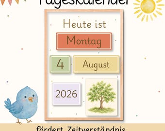 Tageskalender für Kinder| Kinderkalender Montessori | unendlicher Jahreskalender Morgenkreis | Kindergarten Vorschule Grundschule | PDF