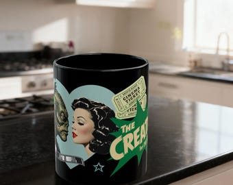 Vintage Creature Mug, Retro Horror Movie Cup