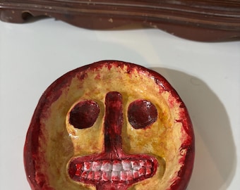 Handmade Horror Face Clay Dish – Creepy Goth Decor