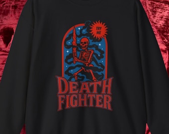 Death Fighter Sweatshirt | Unisex Crewneck, Halloween Apparel, Gift for Gamers, Funny Sweatshirt, Spooky Style