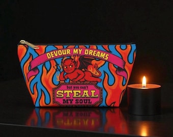 Vibrant Devil Accessory Pouch: Halloween Makeup Bag Organizer