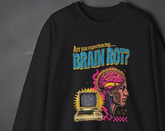 Brain Rot Tech Sweatshirt: Retro Geeky Pullover