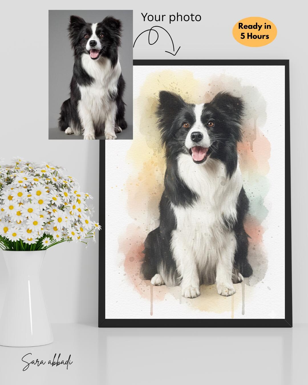 Custom Pet Portrait Watercolor – Dog Cat Illustration – Digital ...