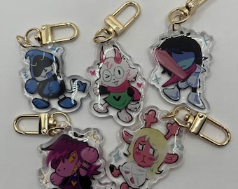 Deltarune Epoxy Acrylic Keychain Charms: Hand-Drawn Art