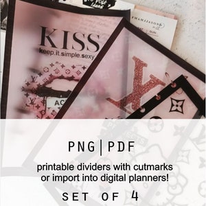 KISS Keep it Simple Sexy Fashion Dividers PNG & PDF | Monthly Active Projects Printable Dividers or for Digital Planners | DB01