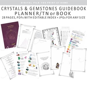 DIGITAL A5/Resizable Crystals & Gemstones Guidebook Correspondence Pages | A-Z Crystals Index, Covers, Intro, Zodiac, Chakra, Notes AP19