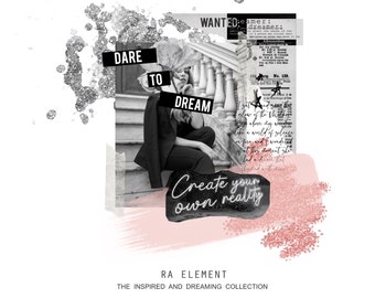 The Inspired & Dreaming Collection | Luxe Digital stickers, Magazine Collage stickers, Goodnotes Sticker File, 67 Pre-cropped PNGs | CL05