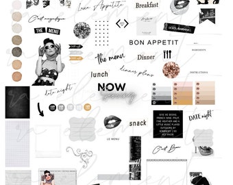 The Luxe Appetite Collection | Luxe Digital planner stickers, Magazine Collage stickers, Goodnotes Sticker File, 65 Pre-cropped PNGs | CL25