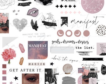 The Manifest Collection | Luxe Digital planner stickers, Magazine Collage stickers, Goodnotes Stickers, 54 Pre-cropped PNGs | CL01