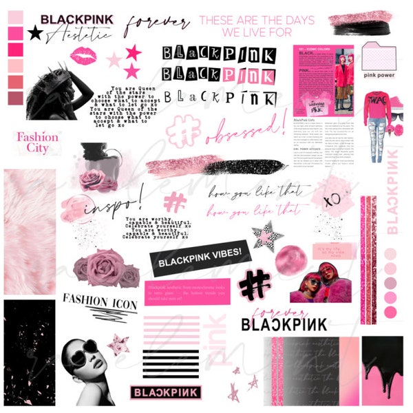 The BLACKPINK Collection | Luxe Digital planner stickers, Magazine Collage stickers, Goodnotes Sticker File, 62 Pre-cropped PNGs | CL20