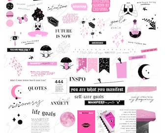 The Manifest Vol 2 Collection | Luxe Digital planner stickers, Magazine Collage stickers, Goodnotes Stickers, 73 Pre-cropped PNGs | CL44