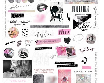 The Trending Collection | Luxe Digital planner stickers, Magazine Collage stickers, Goodnotes Sticker File, 55 Pre-cropped PNGs | CL29
