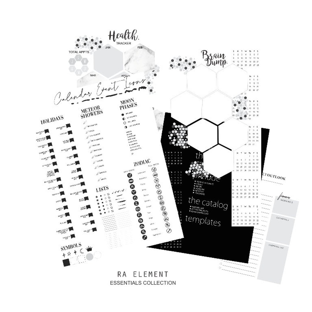 The Planner Essentials Vol 1 | Luxe Digital Stickers, Aesthetic Collage ...