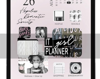 It Girl Planner Icon Dashboard Homescreen Glow up Custom App Widgets | PNGs & Freebie | Printable and Digital Girly Lists Goals | CL54