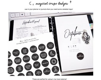 Printable 130+ Minimal Celestial Circle Stickers for Daily Inspo in Your Planner, Notebook or Party Favor Stickers | PS16