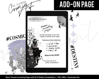 Cosmic Moon Page Template Add-on | Printable and Digital Planner Templates, iPad Goodnotes Covers, Mood Board, Diary Page | CPL01