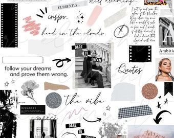 The Inspired & Dreaming Collection | Luxe Digital stickers, Magazine Collage stickers, Goodnotes Sticker File, 67 Pre-cropped PNGs | CL05
