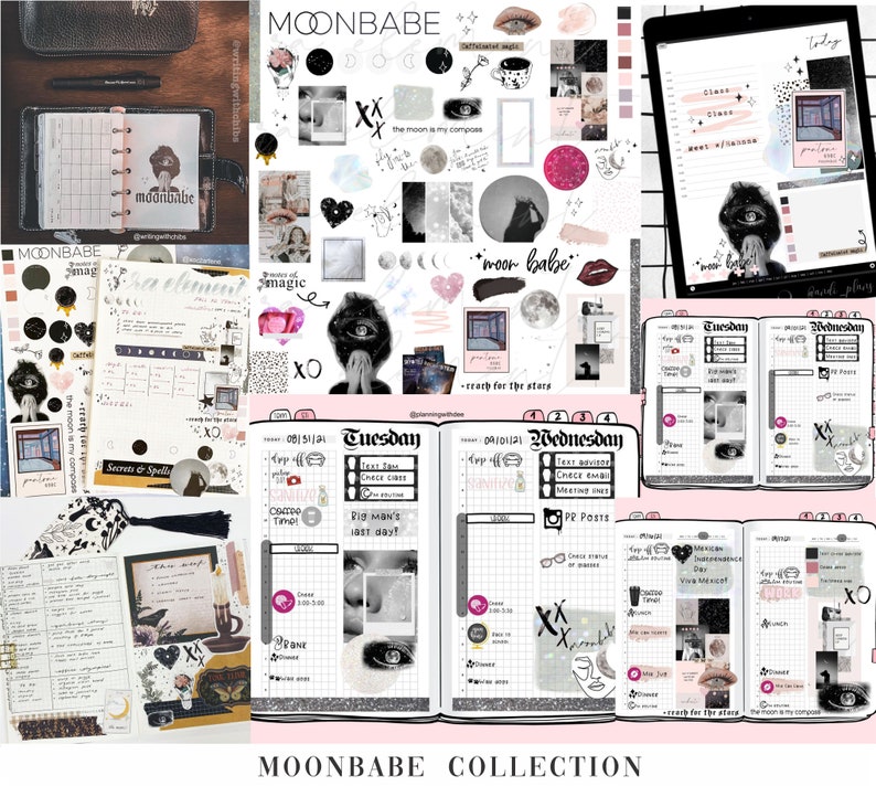 The Moonbabe Collection Luxe Digital planner stickers, Magazine Collage stickers, Goodnotes Stickers, 61 Pre-cropped PNGs CL04 image 4