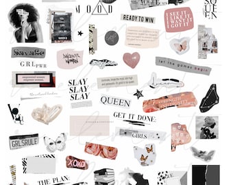 The Savage Queen Collection | Luxe Digital planner stickers, Magazine Collage stickers, Goodnotes Sticker File, 53 Pre-cropped PNGs | CL26