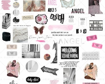 The Angelic Collection | Luxe Digital stickers, Magazine Collage stickers, Goodnotes Sticker File, Pre-cropped PNGs | CL55