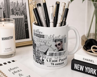 Boss Girl Collage Photo Ceramic Mug | Makeup Brush Holder
