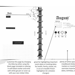2024 Modern Moon Planner Personal Size 70 PAGE KIT 2024 Moon Phase Calendars, Dictionary, Stickers, 2024 Zodiac Calendar image 6