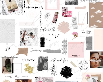 The Wild and Free Collection | Luxe Digital planner stickers, Magazine Collage stickers, Goodnotes Stickers, 63 Pre-cropped PNGs | CL03