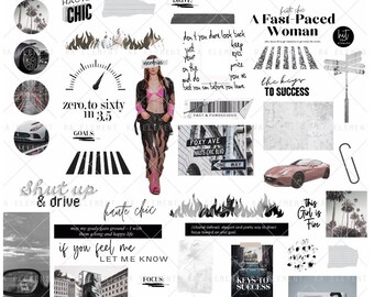 The Fast & Furoscious Collection | Luxe Digital planner stickers, Magazine Collage stickers, Goodnotes Sticker File, Pre-cropped PNGs | CL52