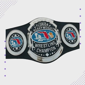 Florida Heavyweight Wrestling Championship Title Replica Belt 2mm Brass On Black