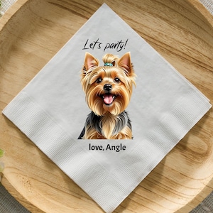 Custom Dog Napkins Using Pet Photo Personalized Dog Cocktail Party Napkins, Custom Pets Cartoon Napkins Wedding Cat Celebration Decorations