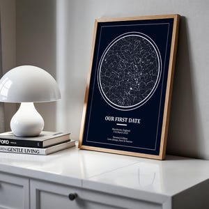 Unser erstes Date Sternenkarte • Personalisierter Nachthimmel Print mit Ort & Datum • Personalisiertes Pärchen Geschenk • Romantisches Erstes Date Andenken Poster