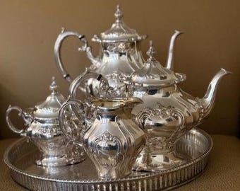 Vintage Gorham Silver Plated Tea Set – 4 Piece Chantilly Style Coffee & Tea Service