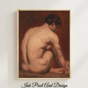 Stampa di nudo maschile vintage – Dipinto antico stampabile, elegante decorazione da parete per studio o camera da letto – InkPixelAndDesign