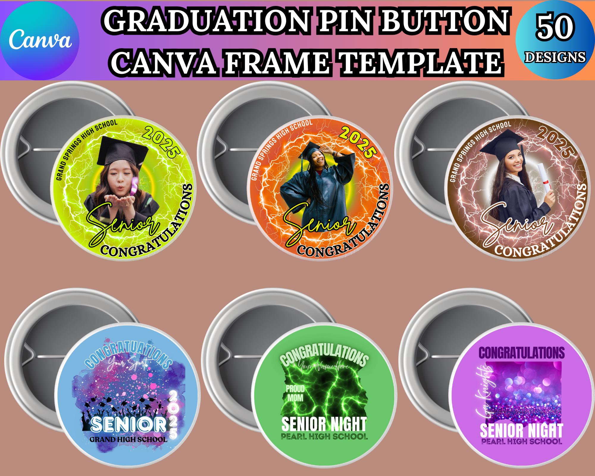 Graduation Pin Button Canva Editable Template, Congratulations 2025 ...